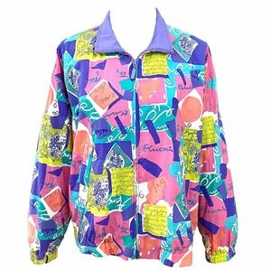 Vintage Liz Claiborne Sport Colorful Graphic Zip Retro Track Jacket